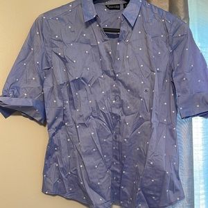 XL blue with white dots short sleeve